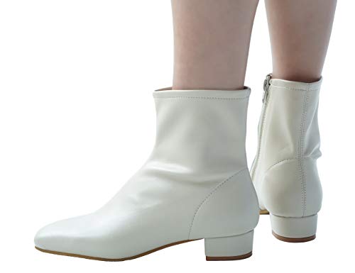 C.paravano White Chelsea Boots Women I White Ankle Boots I Chelsea Boots Women I White Booties Ladies I Chelsea Boots I Women's Ankle Boots & Booties I Womens Ankle Boots I Side Zip (White,39) #TOP7