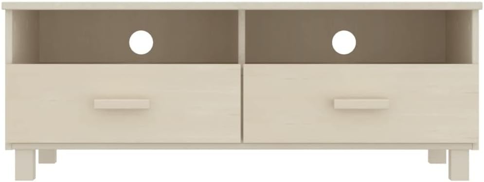 vidaXL HAMAR Honey Brown TV Stand - Solid Pine Wood TV Unit/Console with Drawers & Compartments for Living Room