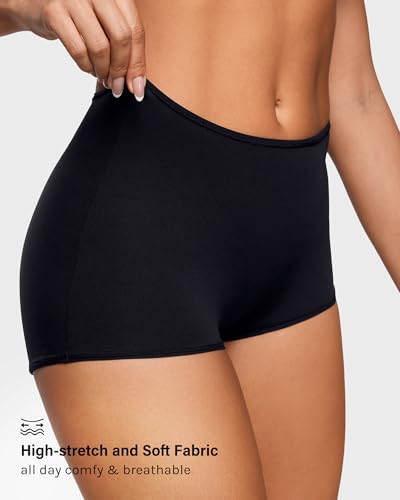 Image of INLYRIC Women's Inbarely Plus Boyshorts Underwear - Soft Full Coverage Boxer Shorts Briefs Ladies Panties 3 Pack