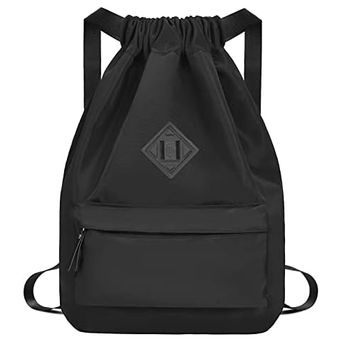 Atarni Turnbeutel Beutel Rucksack Schwarz Sportbeutel - Hipster Gym Bag Kordelzug Wasserdicht Gymsack Nylon Sportsack Coole Fitness Schwimmbeutel Cover