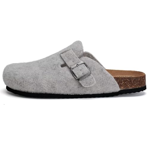 Image of Torotto Womens Clogs Cork Footbed Suede Slippers Arch Support Potato Shoes with Adjustable Buckle