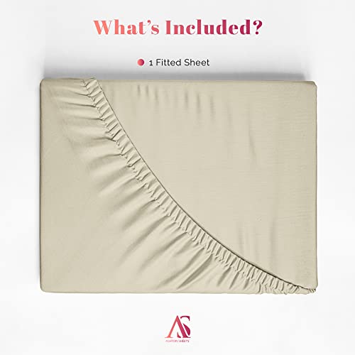 Ashton Sheets Premium 1000-Thread-Count Egyptian Feel 100% Cotton - Breathable Sand Queen Fitted Sheet, Easy Snug Fit, 18 Deep Pocket, Soft Smooth Sateen Weave, Extra Long Staple Cotton #TOP4