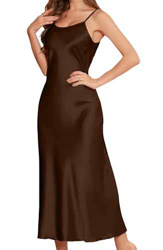 Brown Espresso satin slip dress