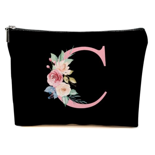 Initial Letter C Makeup Bag, Personalized Gifts for Women, Birthday Gift