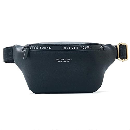 Coopay - Bolso de cintura para mujer, hombre, niña, unisex, piel sintética, impermeable, original, color portátil, ajustable, bolso para viajes, senderismo, camping, color negro
