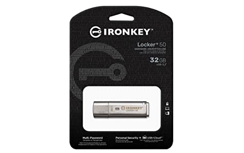 Image of Kingston Ironkey Locker+ 50 32GB Encrypted USB Flash Drive | USB 3.2 Gen 1 | XTS-AES Protection | Multi-Password Security Options | Automatic Cloud Backup | Metal Casing | IKLP50 /32GB