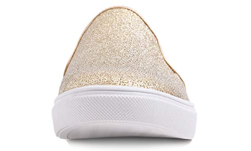 FEVERSOLE Women's Fashion Shiny Soft Slip On Sneaker Sparkle Casual Comfort Loafers2