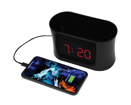 Rca Alarm Clock Caddy Charging Station – Small Device Organizer With Alarm Clock, Usb Charging, Indoor Temperature, Adjustable Brightness And Battery Back-Up. Ac Powered. Black (Rcdc45) #TOP2