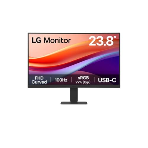 LG 24U421A-B - Schermo PC desktop da 24' - Lastra VA risoluzione FHD (1920x1080), 5ms 100Hz, HDR 10, sRGB 99% (CIE1931), inclinabile, curvo 1500R, HDMI 2.0, USB-C (15W)