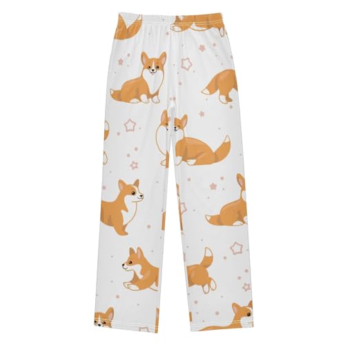 Boys' Pants Cartoon Corgi Dog Long Bottoms Jogger Pants Elastic Waist Trousers with Pockets S-XL