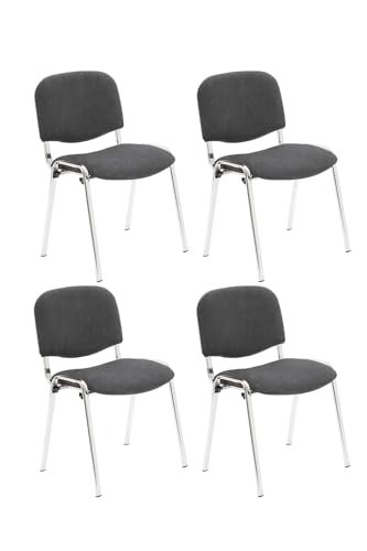 Office Hippo Heavy Duty Meeting Chair, Versatile & Robust Stackable Reception Chair, Office or Conference Chair With Strong Frame & Padded Durable Seat, Up To 115kg Weight - Charcoal/Chrome, 4 Pack