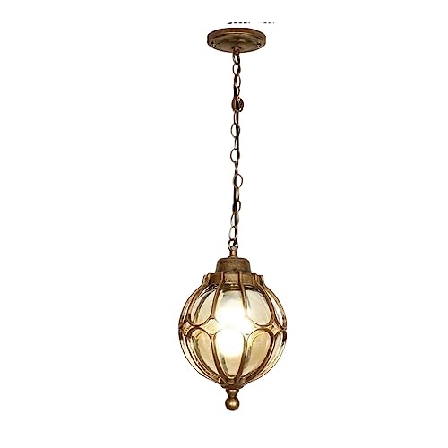 Lámpara retro de techo para cenador exterior e interior con suspensión de bronce