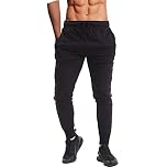 Denim Desire Men's Slim Fits Jogging Bottom Skinny Joggers Sweat Pants Gym Workout Cuffed Ankle Terry Fleece Casual Track Jogging Bottom UK Size S-XXL (Black, M)