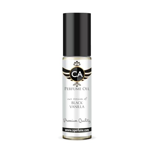 CA Perfume Impression of Black Vanilla Unisex Fragrance Oil Floral Scent Long Lasting Perfumes for Women &amp; Men Travel Size TSA Ready Mini Parfum Body Oil Roll-on 0.33 Fl Oz 10ml