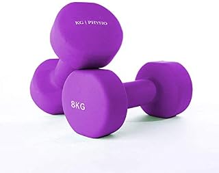 KG Physio Weights Dumbbells Set - Neoprene-Coated Weights Dumbbells Set, Sweat-Resistant Dumbellsweights Set with Anti-Roll Technology, Dumbbell Set with Exercise Poster, 1-10kg Dumbbells Pair