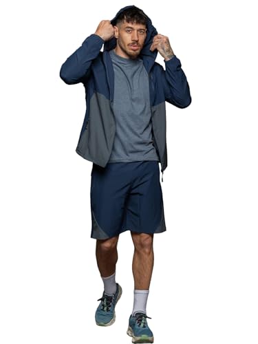 Image of BRAND KRUZE Mens 3 Piece Tracksuit Long Sleeve Hooded Jacket Casual Cotton T-Shirt and Regular Fit Shorts Set KZMSS182_SUIT BLU/GRY L