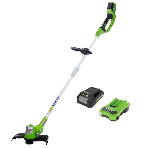 Greenworks G24LT30MK2 Tagliabordi con Ruota a Batteria per Giardini Piccoli e Medi, Ampiezza di Taglio 30cm, Filo di Nylon da 1,65mm con Autofeed, Batteria 24V 2Ah e Caricabatterie, Garanzia 3 Anni
