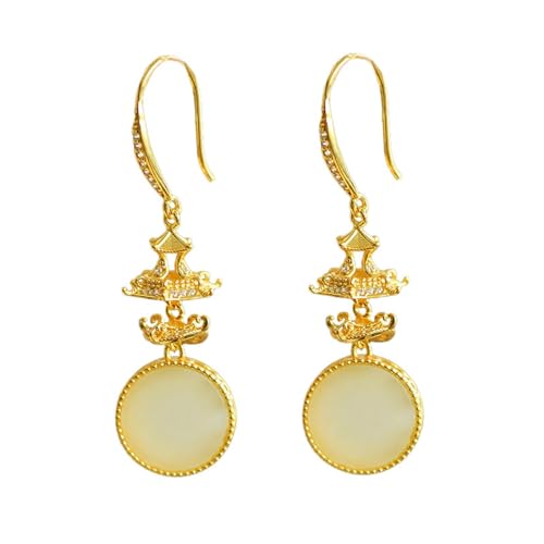 Boucles d'oreilles pendantes en jade anti-irritation pour lobes sensibles de dames