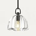 Botanist Crystal Dome Black Pendant Light,7" Crystal Modern Black Pendant Lights Kitchen Island, Hanging Crystals Dome Pendant, Farmhouse Kitchen Pendant Lighting Over Island,E12 Bulb Included