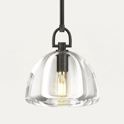Botanist Crystal Dome Black Pendant Light,7" Crystal Modern Black Pendant Lights Kitchen Island, Hanging Crystals Dome Pendant, Farmhouse Kitchen Pendant Lighting Over Island,E12 Bulb Included
