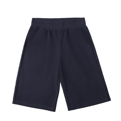 Pantaloncini corti per bambini, in cotone, comodi, morbidi, sportivi, per ragazzi e ragazze, pantaloni casual per 316 anni, libri corti per ragazze (blu navy, 15-16 anni)