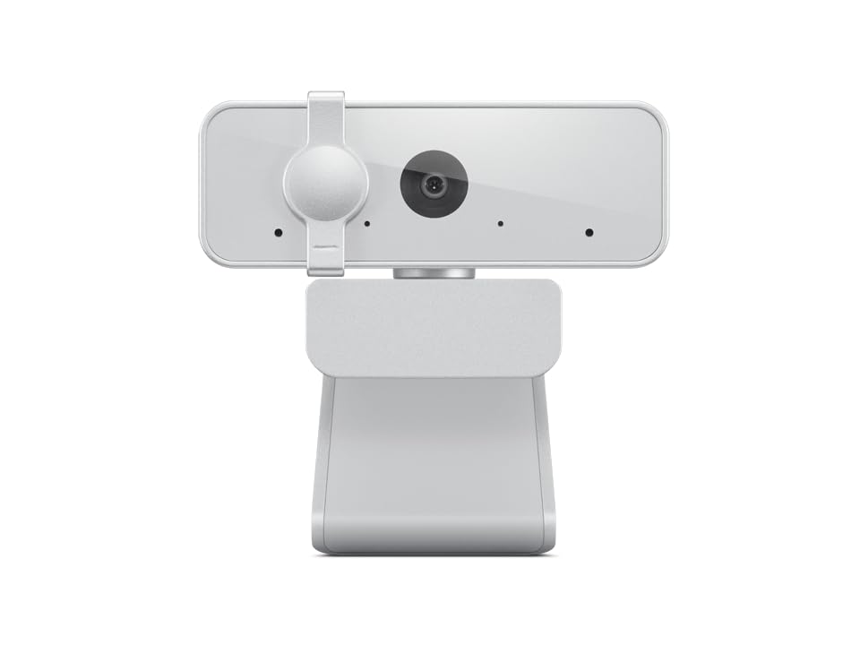 Lenovo 310 FHD Webcam, 1080p, FHD Resolution @30 FPS, Plug-and Play USB Connectivity, 1.8M Cable, 2 Integrated Microphones, External Privacy Shutter, White