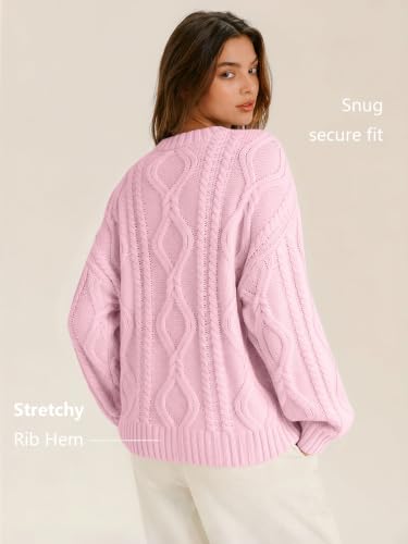 Image of Trendy Queen Women's Oversized Cable Knit Sweaters 2026 Fall Outfits | Quiet Luxury Style, Chunky Knit Texture, Winter Holiday Outfit, Easy Layering Piece, Fall Fashion Staple