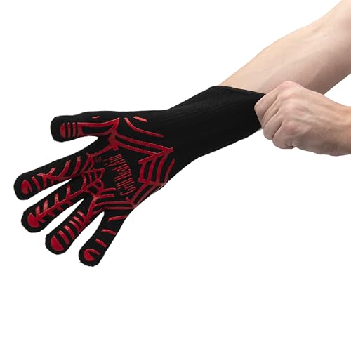 Image of GRILL HEAT AID BBQ Grill Gloves Heat Proof for Grilling - Fireproof 1472F Heat-Resistant Grill Mitts for Outdoor Barbecue and Smoker, Campfire, Fire Pit, Oven Glove with Fingers for Baking Pizza