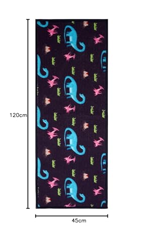 Image of Saral Home Dinasaur Designer PP Yarn Durable & Washable Attractive Kids Runner for Home /Kitchen /Living Area /Lobby with Anti Skid Backing (Blue, 45 Cm X 120 Cm)