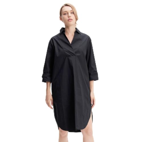 Robe chemise minimaliste en coton manches longues pour femme chic