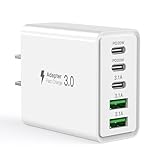 USB C Charger Block,50W 5-Port USB C Wall Charger PD+QC,USB Wall Plug Multiport Type C Power Adapter Brick Fast Charging Block for iPhone 16/15/14/13/12, iPad, Samsung, Pixel, LG, Android Tablets