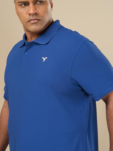 Image of TECHNOSPORT Men's Solid Slim Fit Polo Collar T-Shirt MATPIQ Half Sleeve Button Polyester for Gym Golf Casual Anti Odour UPF50+