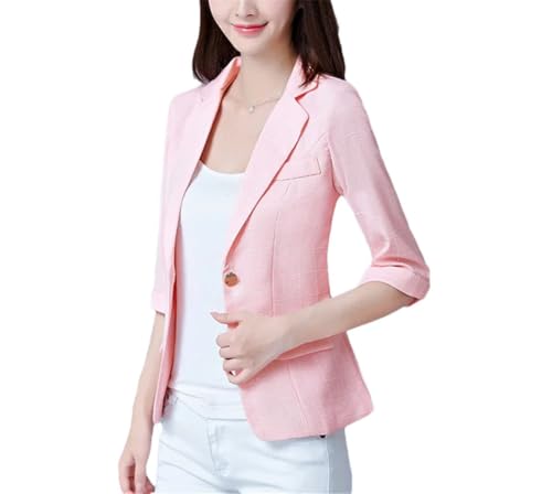 Blazer en lin et coton femme veste de costume haut de gamme coupe XL Pnnrk Plaid
