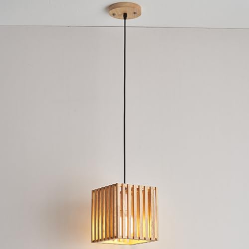 Luz colgante de madera para isla de cocina y lámpara rústica de dormitorio