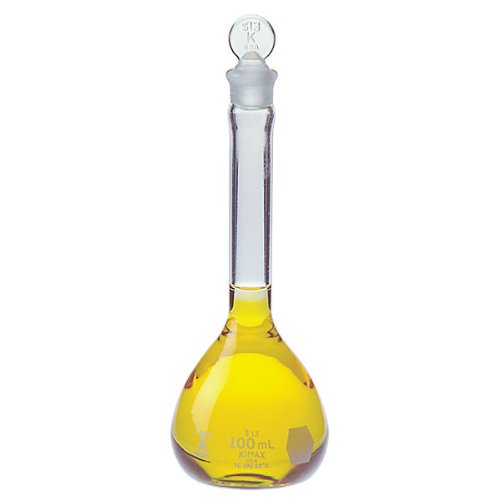 KC28014-1000 Class A Plastic-Coated Volumetric Flask with Standard Taper Stopper, 1000mL Capacity (Case of 4)