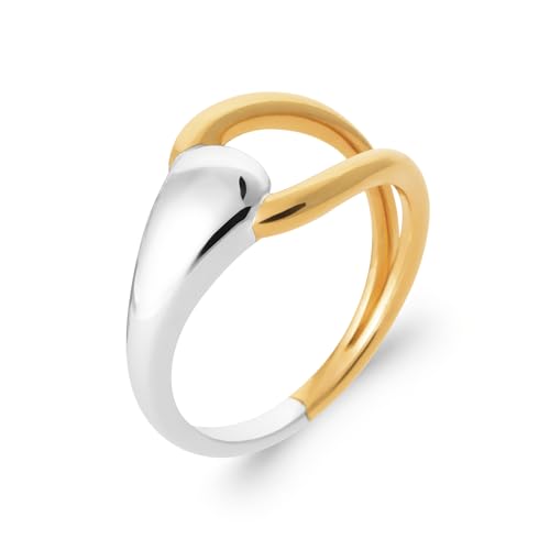 Bague moderne en plaqué or bicolore, le bijou élégant pour vos tenues de bureau