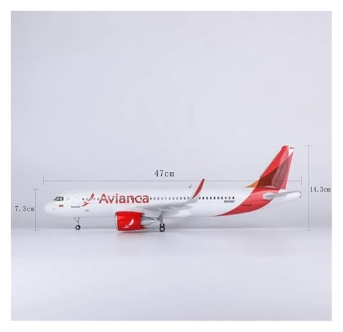Modelo de avión A320 coleccionable en resina premium de 47 cm con luces 4