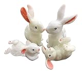 Aliotech 4PCS Miniature Rabbit Figurines, Mini Animals Figurines, Fairy Garden Mini Animals Rabbit for Micro Landscape Plant Pots/Bonsai/Home Craft Decorations