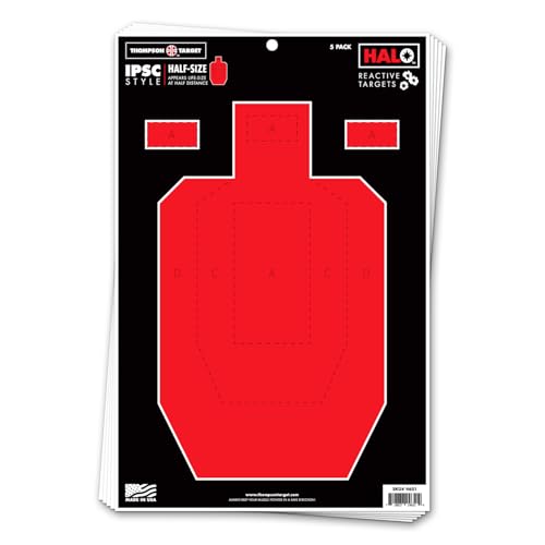 Thompson Target Halo USPSA/IPSC Style Half-Size - 12.5x19 Inch High Visibility Reactive Splatter Shooting Targets for Rifle and Pistol Range Training - Made in The USA (10 Pack)