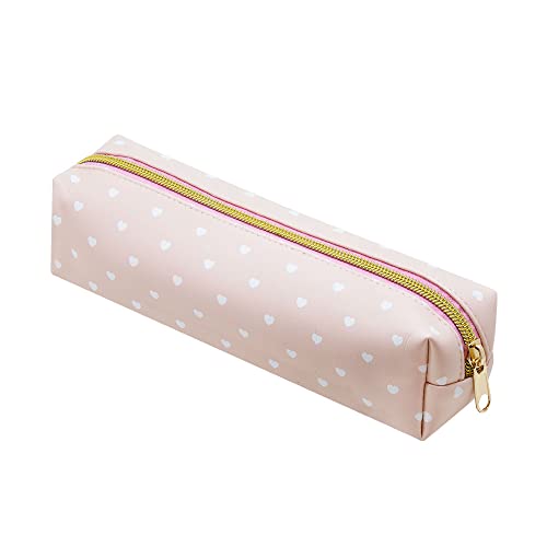 Estojo Estampado 1 Zíper Pompom Rosa e Branco, BRW