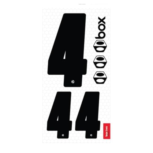 Box Two BMX Number Stickers - Number #4 (Black), UV-Protected Vinyl, Meets USA BMX/UCI Standards, Front and Side Plate Compatible