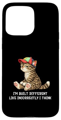 I'm Built Different Funny Tabby Cat Wearing Cap Meme Humor �X�}�z�P�[�X iPhone 15 Pro Max �p