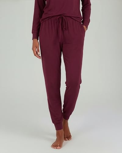 Image of Real Essentials 2 Pack: Women's Soft Long Sleeve Sleep Set - Comfortable Lounge Pull Over Hoodie and Henley Jogger