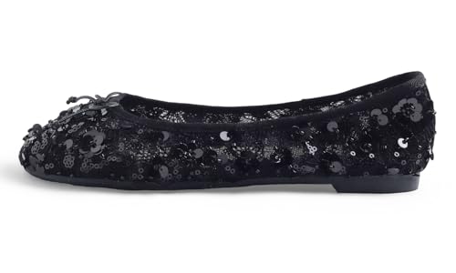 Image of FEVERSOLE Round Toe Lace Ballet Crochet Flats Women's Comfy Breathable Shoes