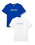  Calvin Klein 2Pk tee Camisa, Deepmarine/Pvhwhite, 12-14 Years para Niños