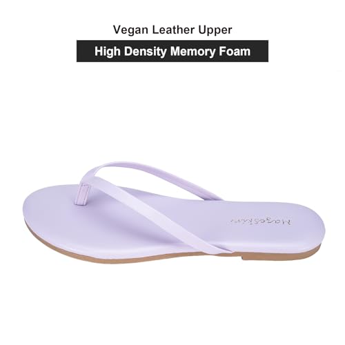 Image of mazeskin Women's Memory Foam Comfortable Flat Thong Sandals Dressy Summer Beach Leather Slide Flip Flops