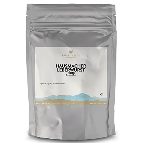 Royal Spice Hausmacher Leberwurst Gewürz 500g - Intensives, traditionelles, rustikales Leberwurstgewürz/Würzung für grobe frische Leberwürste & Konserven - Sichtbare Majoran-Einlage