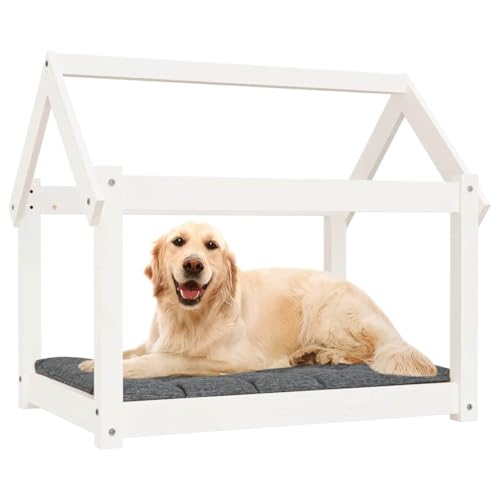 Lit pour chien en bois stable solution couchage surélevé pin massif blanc - 5