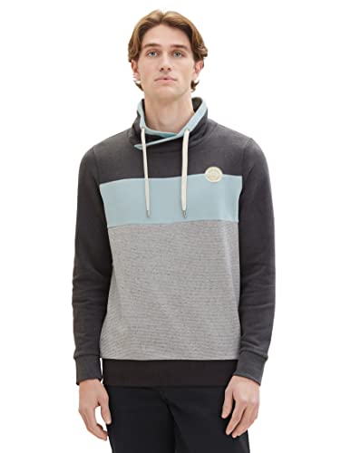 TOM TAILOR 1037761, Sweatshirt para Hombre, Gris (Dark Grey Melange), M