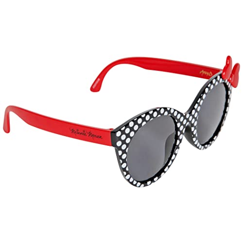 Jerry Leigh Minnie Mouse Black and White Polka Dot Sunglasses, Cat Eye Frames with Red Bow, Disney Fashion Accessories for Women, One Size3